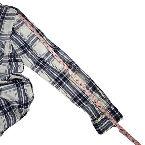 Girl Crazy Juniors Classic Long Sleeve Button Down, Blue/White Plaid, Medium - Picture 12 of 12